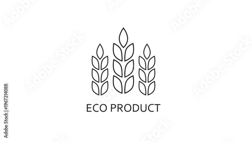 Wheat stalks icon with simple line art style, representing eco-friendly and natural product branding for organic goods.