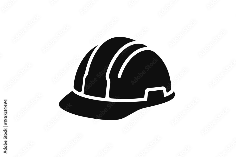 Fototapeta premium Black silhouette of a safety helmet icon on white background