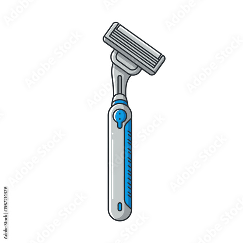 Illustrated modern razor design isolated on white background with copy space
