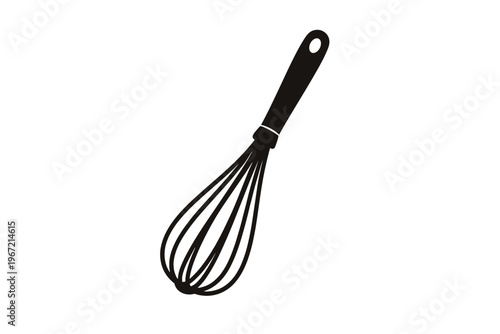 Silhouette of a kitchen whisk on white background