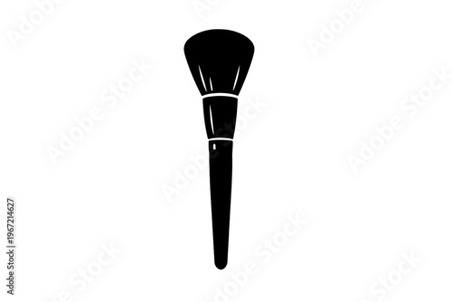 Monochrome makeup brush silhouette on white background