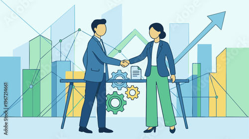 Business people shaking hands, symbolizing partnership and growth
