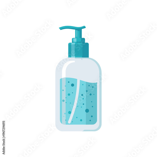 Clear hand sanitizer bottle illustration on white background