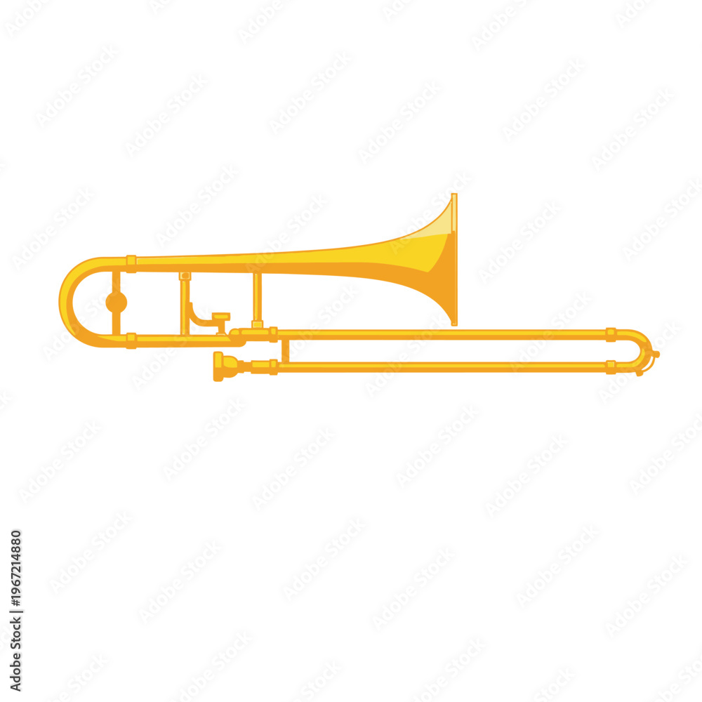 Fototapeta premium Golden trombone musical instrument isolated on white background
