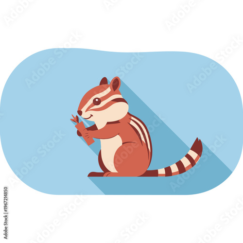 Cartoon chipmunk illustration holding food isolated on a light blue background