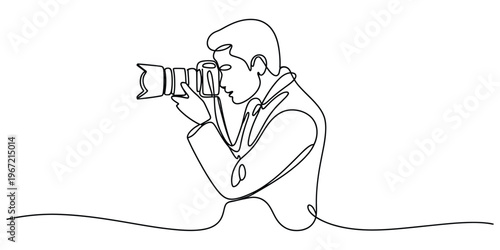 Continuous One Line Drawing of a Photographer