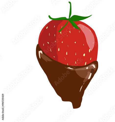 Fresh Strawberries with Melted Chocolate - Strawberry Fondue Dessert Concept