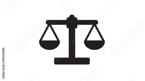 Scales simple black icon with two balanced pans against a white background, representing justice or balance.