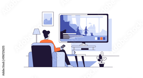 Person watching television relaxation entertainment leisure illustration