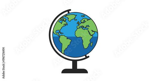 Globe illustration depicting the world with continents and oceans isolated