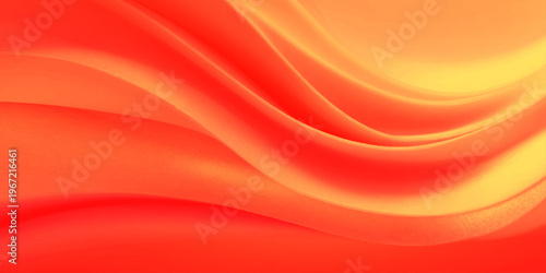 Soft red and orange silk fabric waves create a flowing motion with gold light patterns in this elegant satin textile illustration backdrop