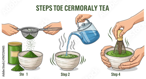 A person preparing ceremonial tea in four easy steps