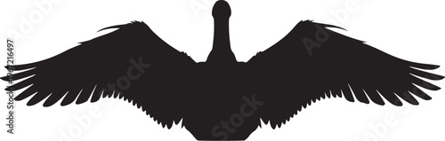 Black silhouette of a bird with outstretched wings