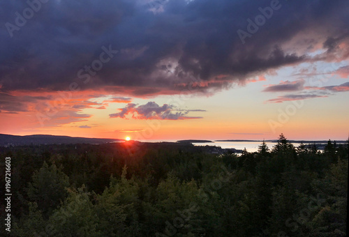 Sunrise from Cadillac Mountain in Acadia National Park, Maine.