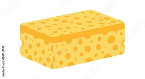 Yellow rectangular sponge illustration isolated on white background
