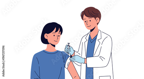 Medical professional giving a vaccine injection to a patient illustration