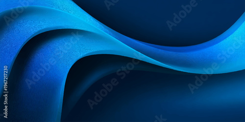 An artistic digital illustration featuring a futuristic blue abstract background with flowing wave curves and light motion patterns for a sleek wallpaper texture