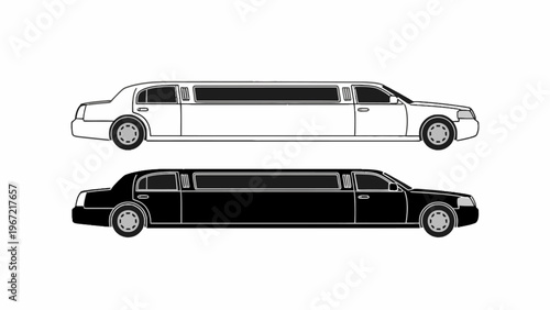 Luxury limousine vector side view icon set isolated on white