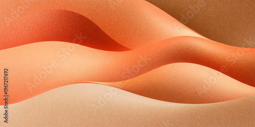 Abstract red and yellow background with wavy lines featuring a slim woman with healthy skin in lingerie for beauty and wellness skincare