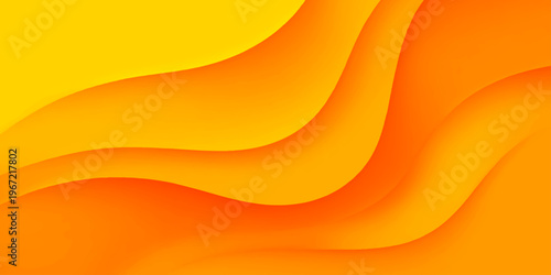 An abstract orange background vector featuring a bright yellow wave pattern with golden gradient lines and a light texture design for a modern wallpaper backdrop