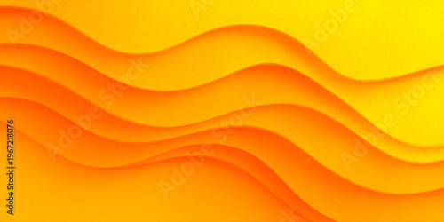 Abstract orange vector background featuring a gradient yellow sun and artistic light wave lines in a decorative summer pattern design