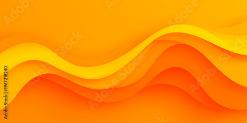 Vibrant abstract orange wave background featuring a flowing yellow gradient design with light curves and motion texture for a modern art wallpaper