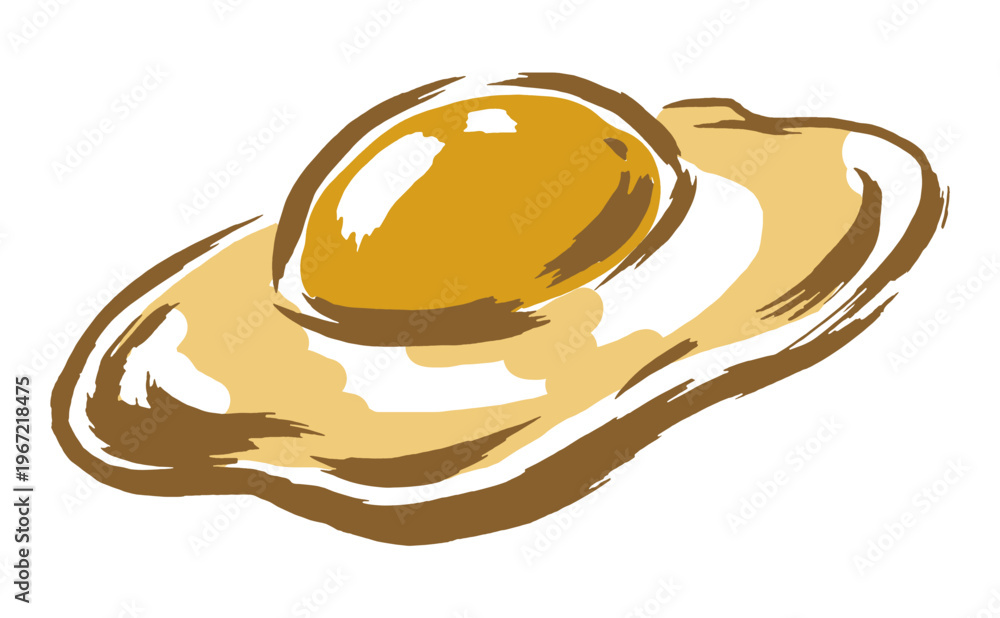 Fototapeta premium Breakfast kitchen art. Fried egg food print design. Sunny side up vector illustration for menu, apparel, stickers and merchandise.
