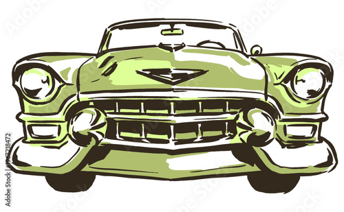 Vintage road classic. Retro car graphic print design for t-shirt, poster, sticker and lifestyle apparel. Timeless cruiser art.