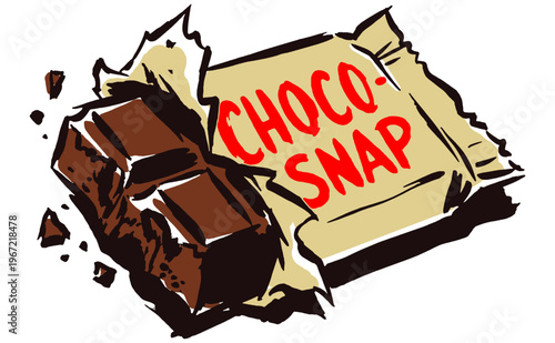 Sweet cocoa treats. Chocolate bar artwork for t-shirt print, poster, sticker, background and other uses. Delicious snack design.