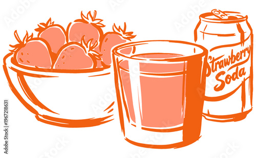 Fresh berry vibes. Strawberry soda club artwork for t-shirt print, poster, sticker, and other uses. Sweet fruit drink vector design.