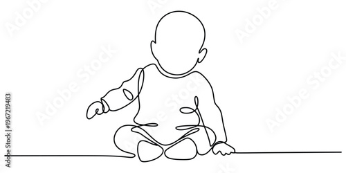 Minimalist One Line Drawing of a Sitting Baby