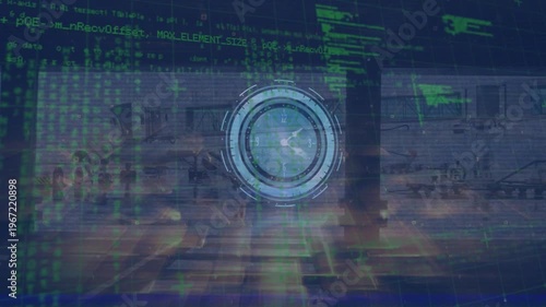 Animation of clock moving over airport