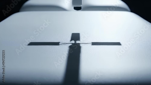 Sterile White Medical Exam Table Cross Mark Closeup
