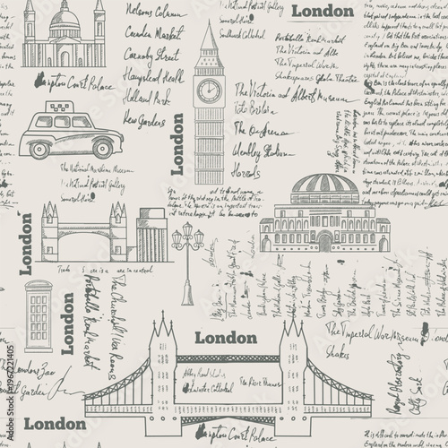 London landmarks seamless pattern