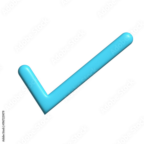 3D turquoise check mark symbol, success confirmation, isolated on transparent background