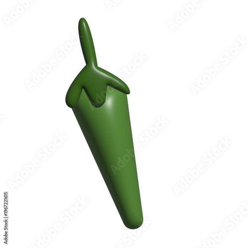 Green chili pepper cartoon style isolated on transparent background