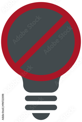 Turned off lightbulb with ban sign symbolizing mandatory energy saving and power blackout measures