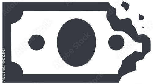 Cash banknote with bite mark illustrating high inflation and loss of currency purchasing power