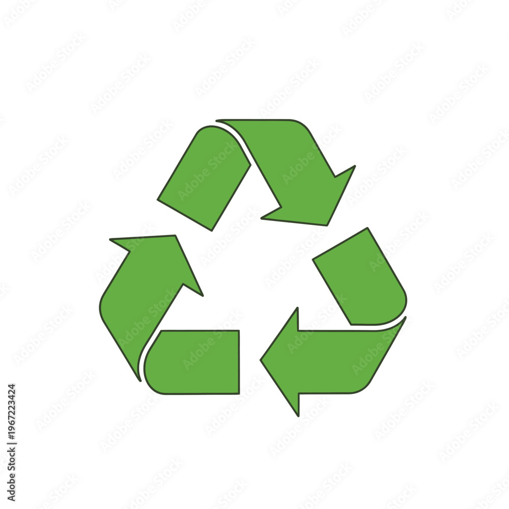Obraz premium Green recycling symbol on white background for environmental conservation