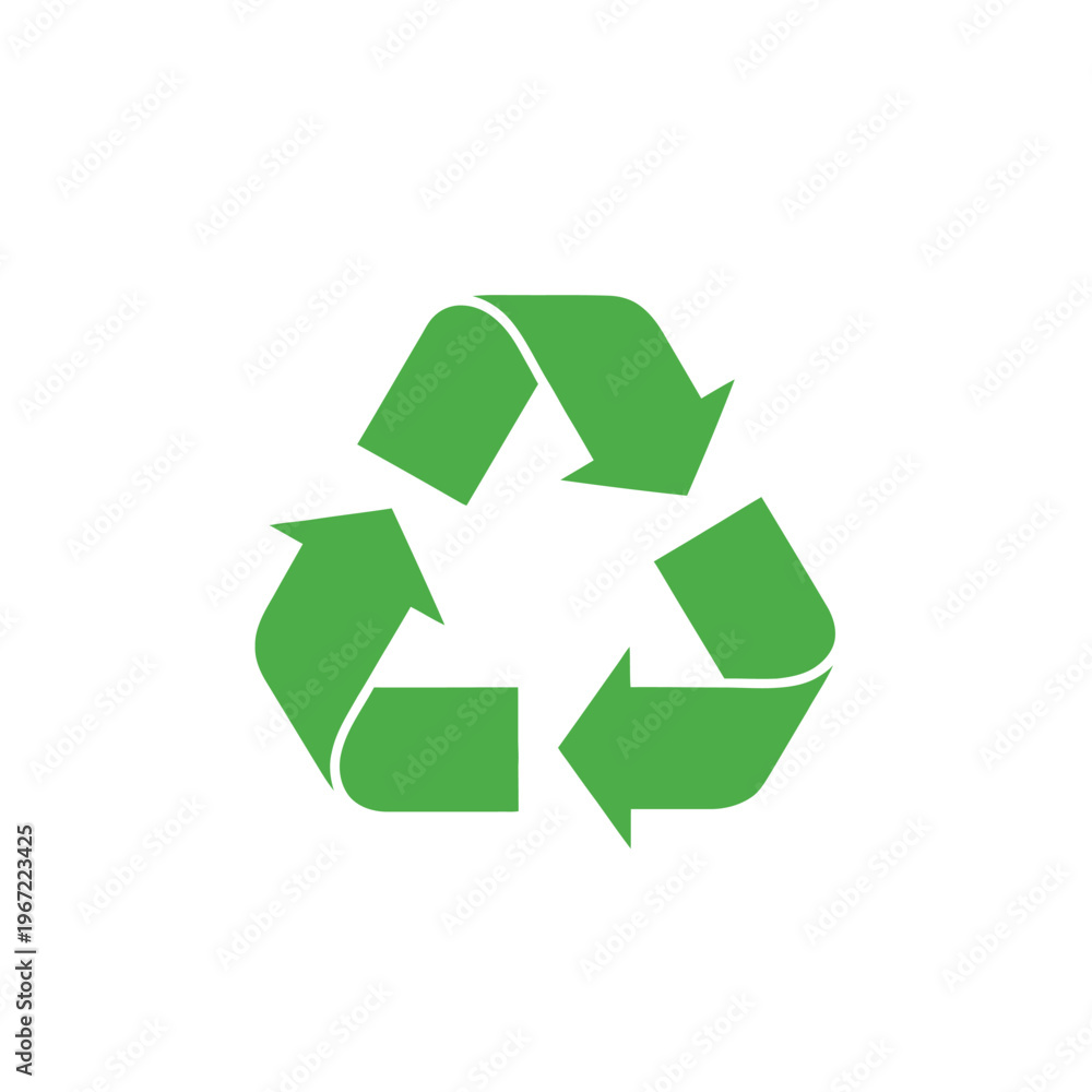 Fototapeta premium Green recycling symbol on white background for environmental conservation