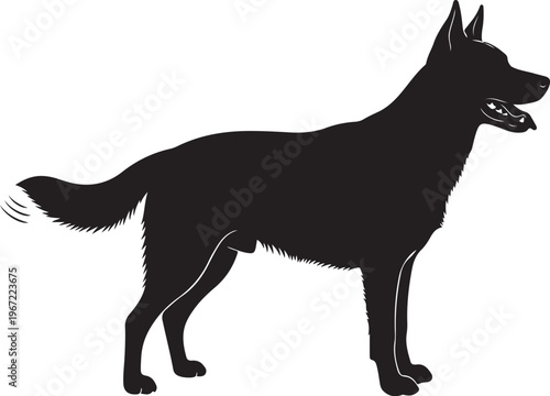 Black silhouette of a german shepherd dog standing