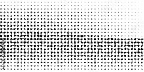 Grunge halftone gradient background. Faded grit noise texture. White and black sand wallpaper. Retro pixelated backdrop. Anime or manga style comic overlay. Vector graphic design textured template