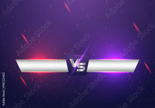 Versus battle background with glowing red and purple lights dynamic competition template