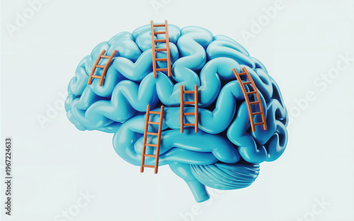 Brain with Ladders Concept, Learning Development and Cognitive Growth Idea