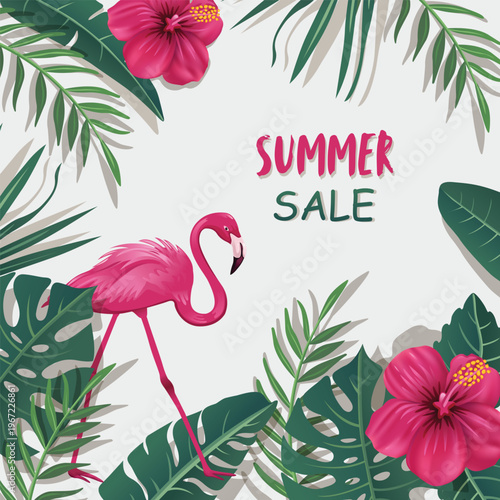 Tropical Sale Summer Design Background. Vector stock illustration