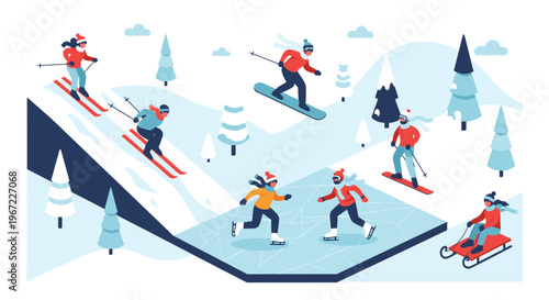 Skiers on Snowy Slopes Winter Sports Scene 1.
