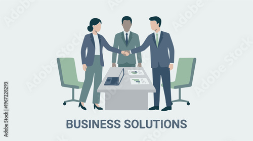 Business Solution Meeting with Team Collaboration and Handshake