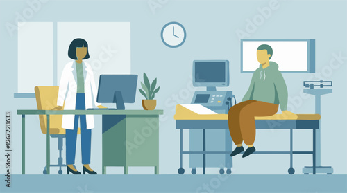 Doctor and patient in a modern medical examination room