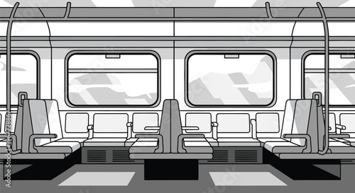 Empty Subway Car Interior Illustration.