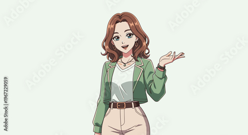 Illustration of a woman gesturing with her hand.